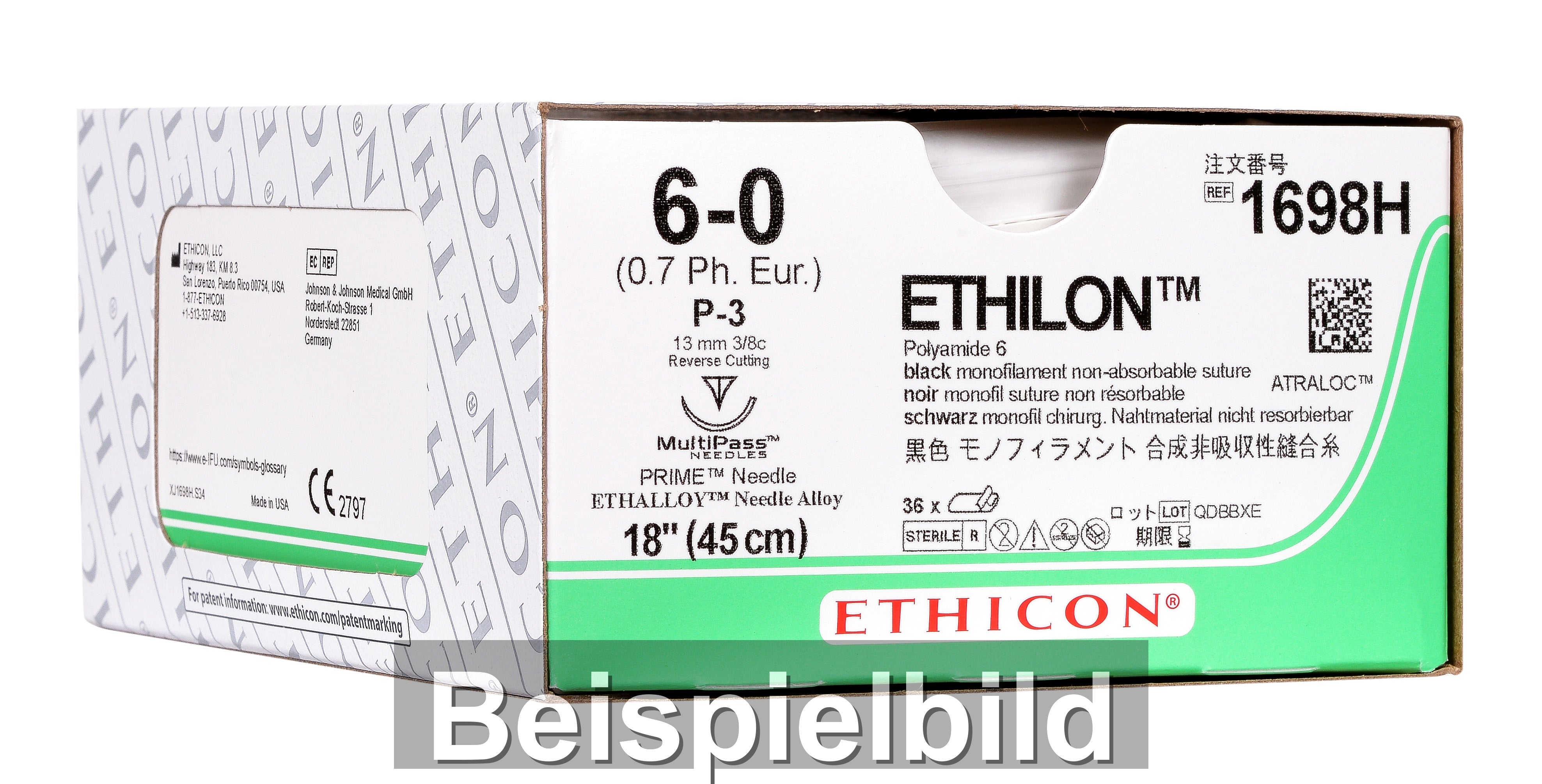 Ethicon Ethilon schwarz USP 5-0 75 cm C3