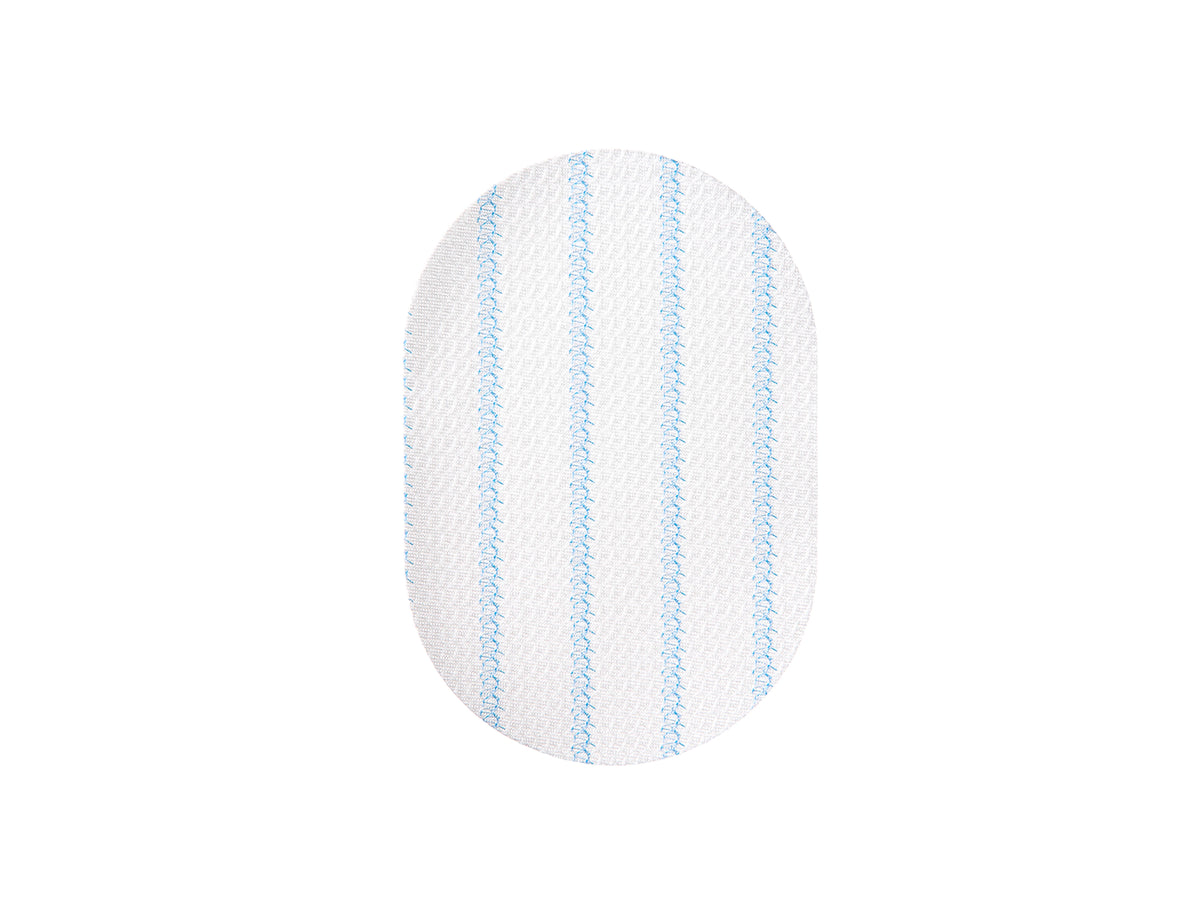 Beispielbild: ovales Ethicon PROCEED Surgical Mesh mit blauen Markierungen