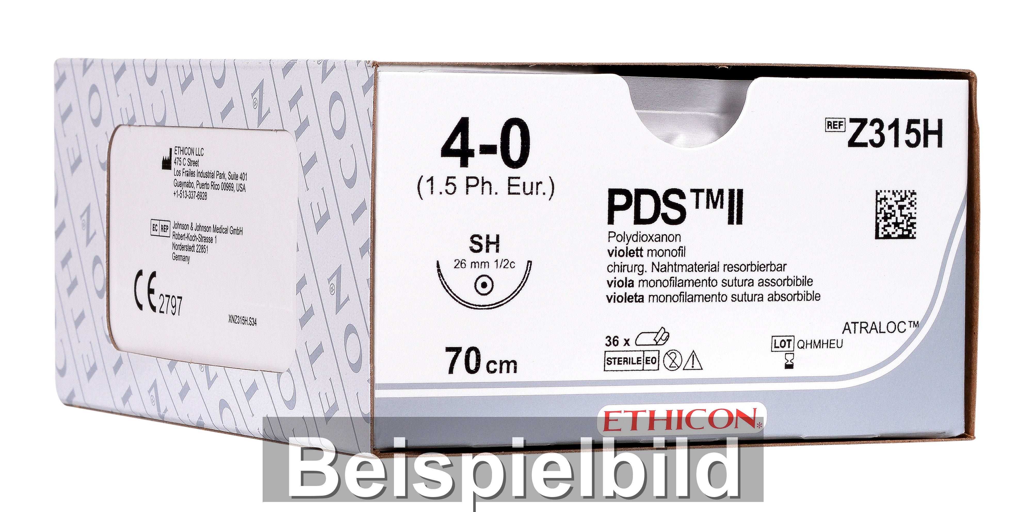 Ethicon PDS II Plus ungefärbt USP 4-0 45 cm P3 VB