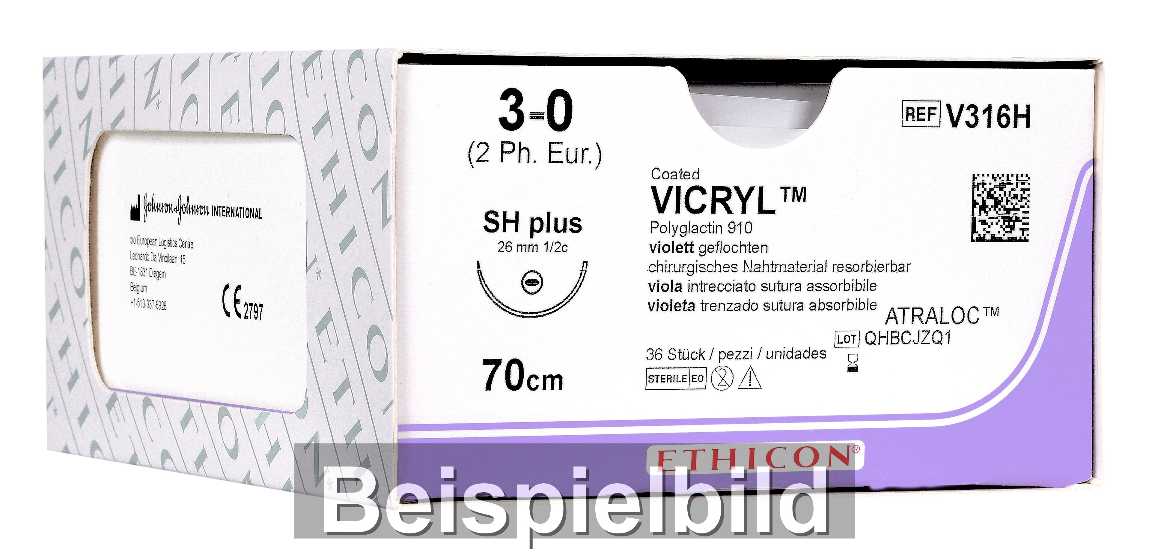 Ethicon Vicryl violett USP 8-0 30 cm GS12